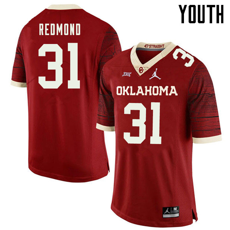 Jordan Brand Youth #31 Jalen Redmond Oklahoma Sooners College Football Jerseys Sale-Retro - Click Image to Close